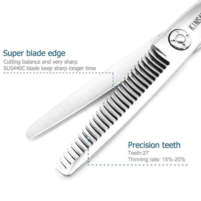 KINSARO Hair Thinning Scissors 5.75 Inch Hair Shears Professional Barber Scissors Sharp Hair Thinning Shears Convex Razor Edge 440c KINSARO for Hairdresser Barbershop or Home Use - Image 4